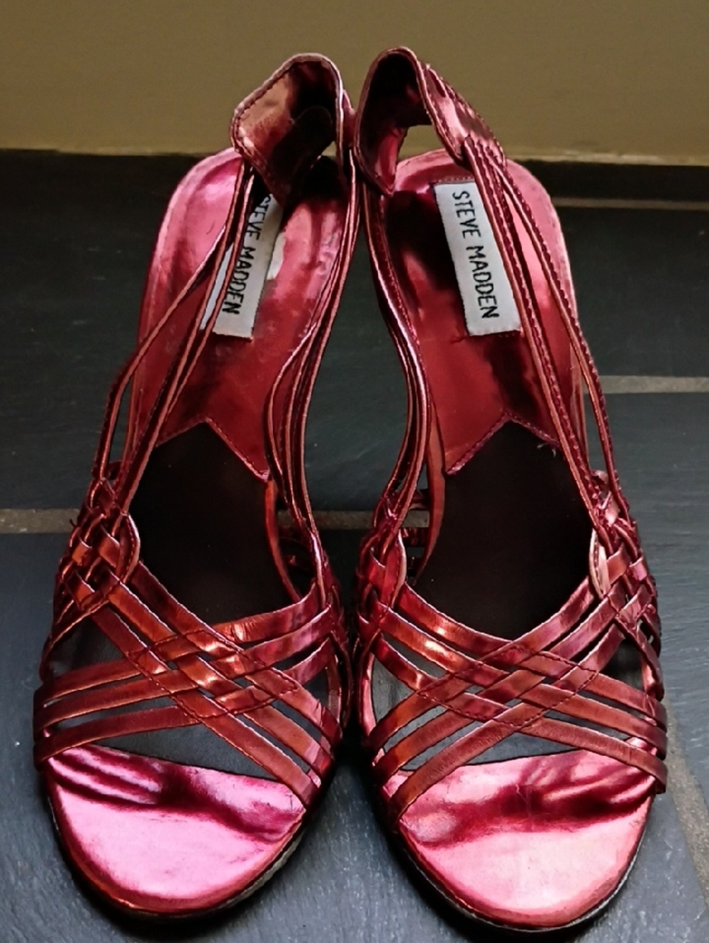 Steve Madden Metallic Rose Pink Strappy Heels | Size 6